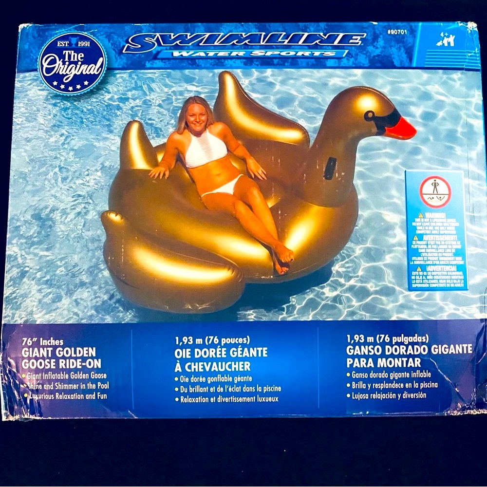 *SOLD* Swimline Giant Golden Goose Ride-On Floatie
